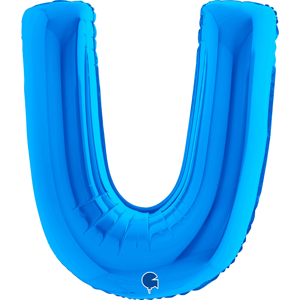 Letter Ballon U Blauw - 102 cm