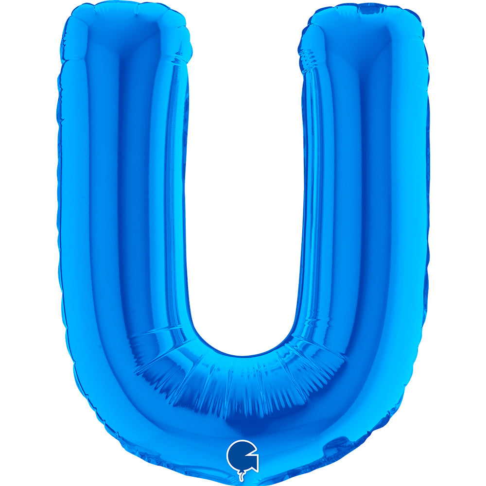 Letter Ballon U Blauw - 35 cm