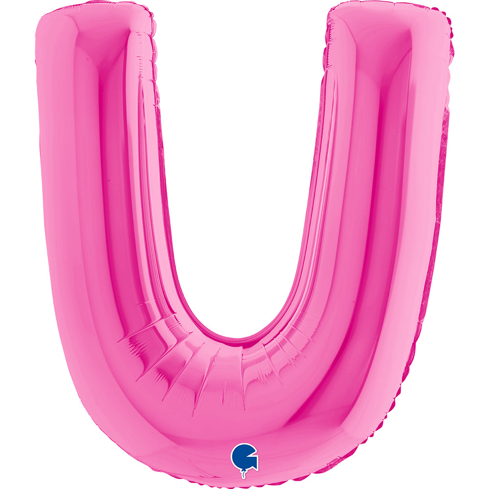 Letter Ballon U Roze - 102 cm