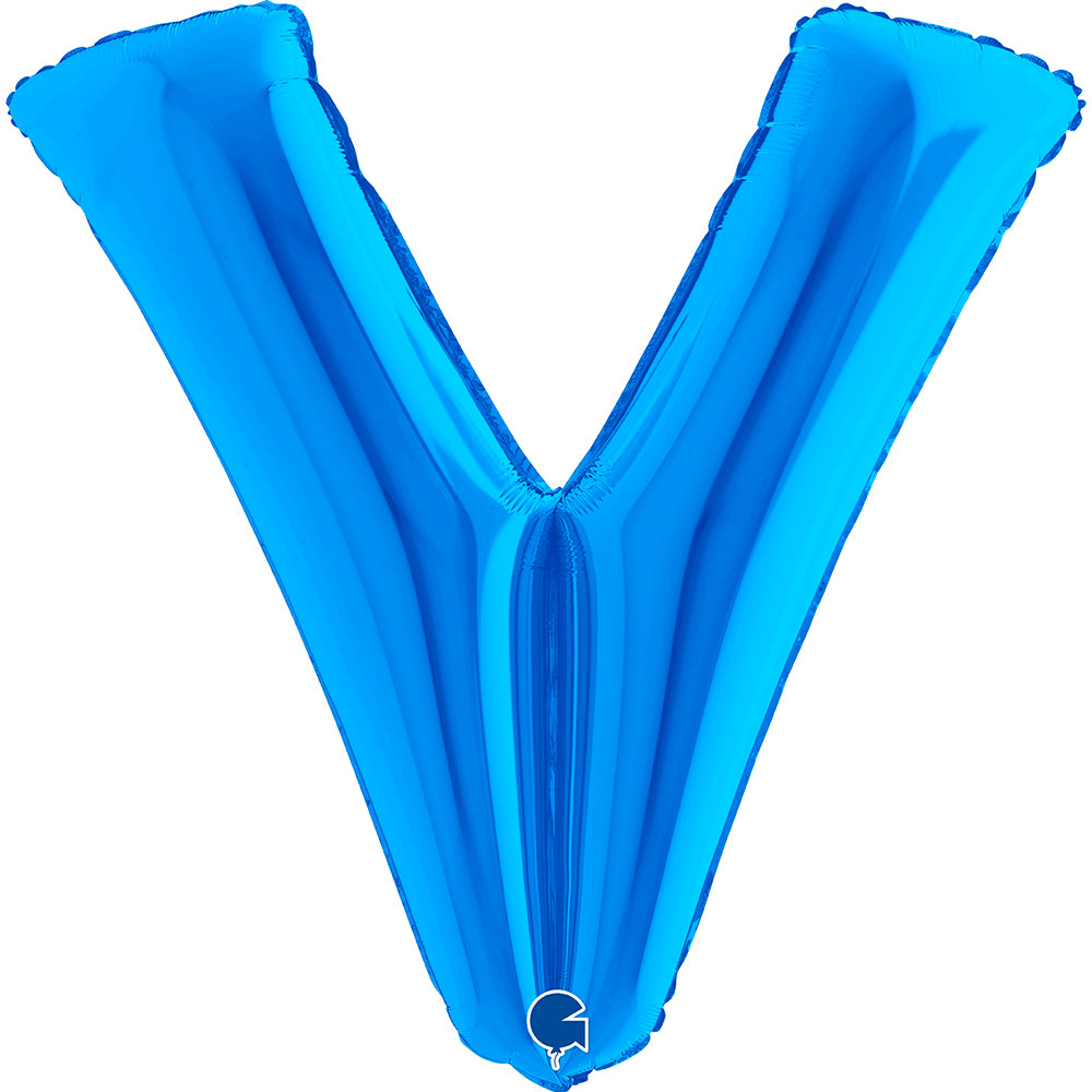 Letter Ballon V Blauw - 102 cm