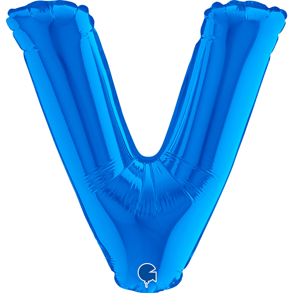 Letter Ballon V Blauw - 35 cm