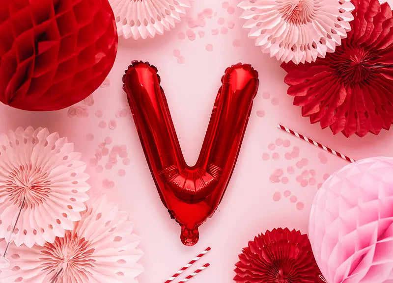 Letter Ballon V Rood - 35 cm