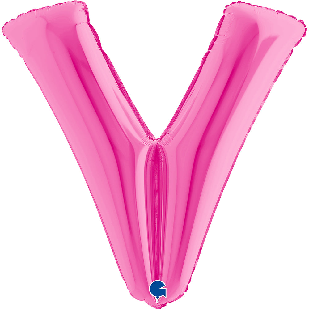 Letter Ballon V Roze - 102 cm