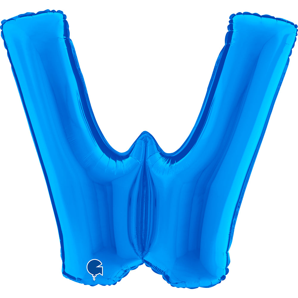 Letter Ballon W Blauw - 102 cm
