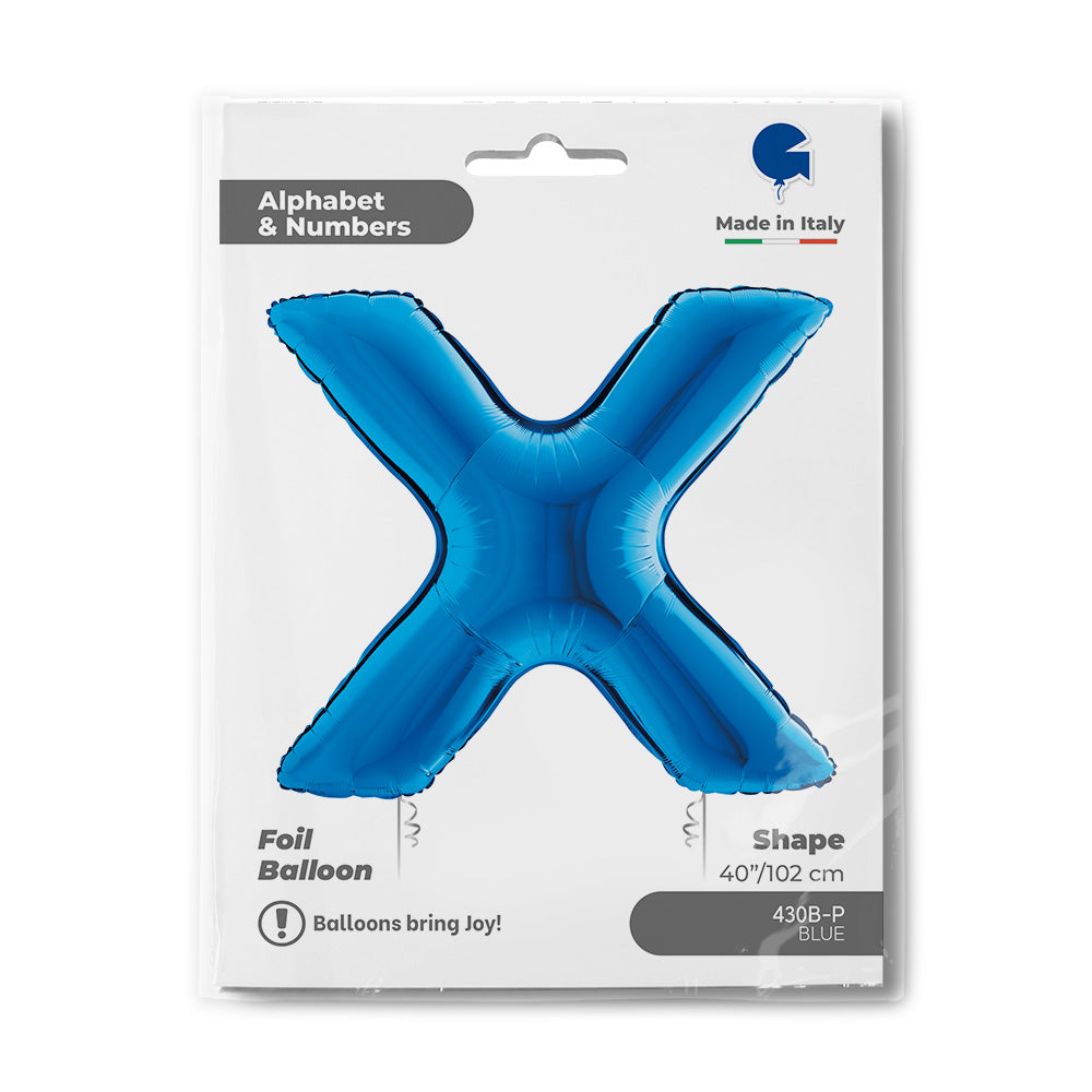 Letter Ballon X Blauw - 102 cm