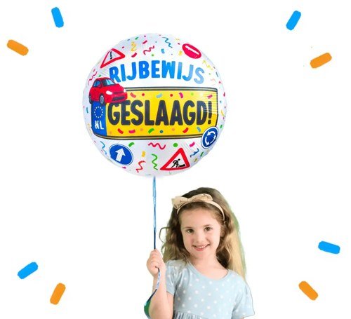Auto Rijbewijs Geslaagd Helium Ballon - Gevuld Met Helium - 46 cm - Ballonnenshop.nl