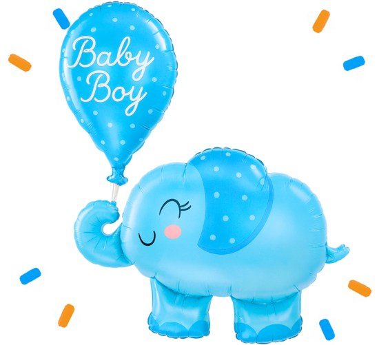 Baby Boy Blauw Olifantje Helium Ballon - Gevuld Met Helium - 78 cm - Ballonnenshop.nl