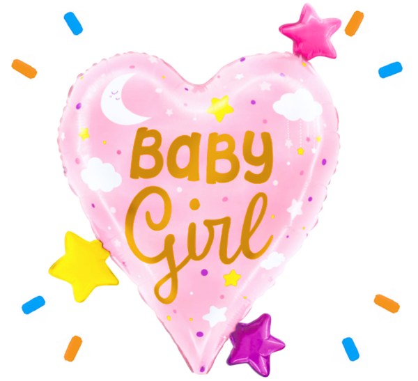 Baby Girl Hart Sterren Helium Ballon - Gevuld Met Helium - 78 cm