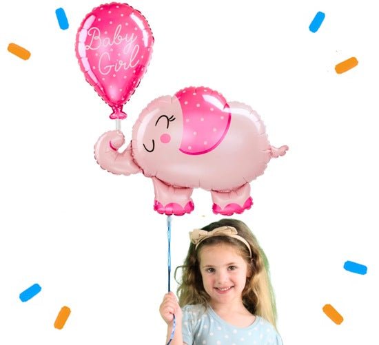 Baby Girl Roze Olifantje Helium Ballon - Gevuld Met Helium - 78 cm - Ballonnenshop.nl