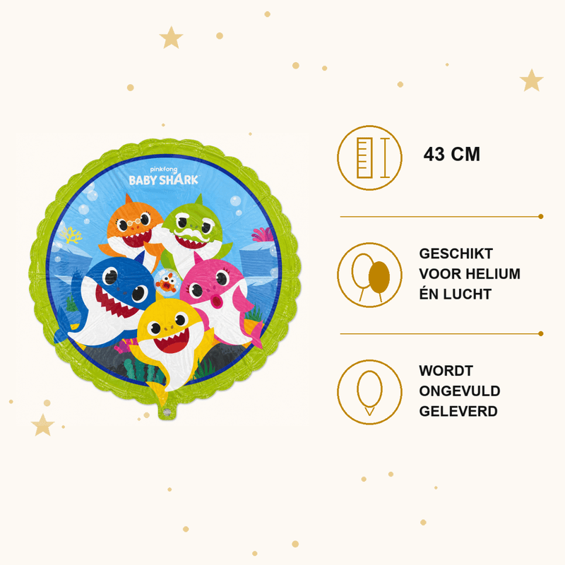 Baby Shark Folie Ballon - 43 cm - Ballonnenshop.nl