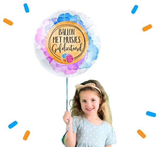 Ballon Met Muisjes Gefeliciteerd Helium Ballon - Gevuld Met Helium - 46 cm - Ballonnenshop.nl