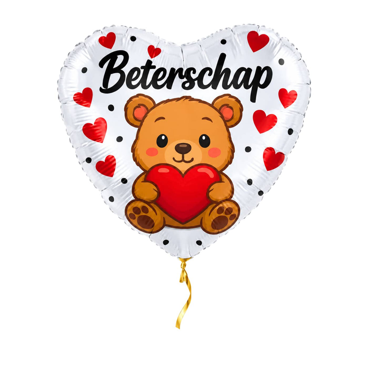 Beterschap Beertje Ballon – met helium gevuld, met gouden lint