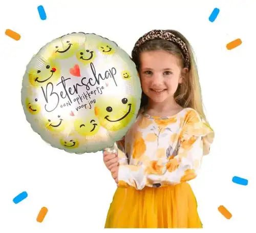 Beterschap Smiley Opkikker Helium Ballon - Gevuld Met Helium - 43 cm - Ballonnenshop.nl