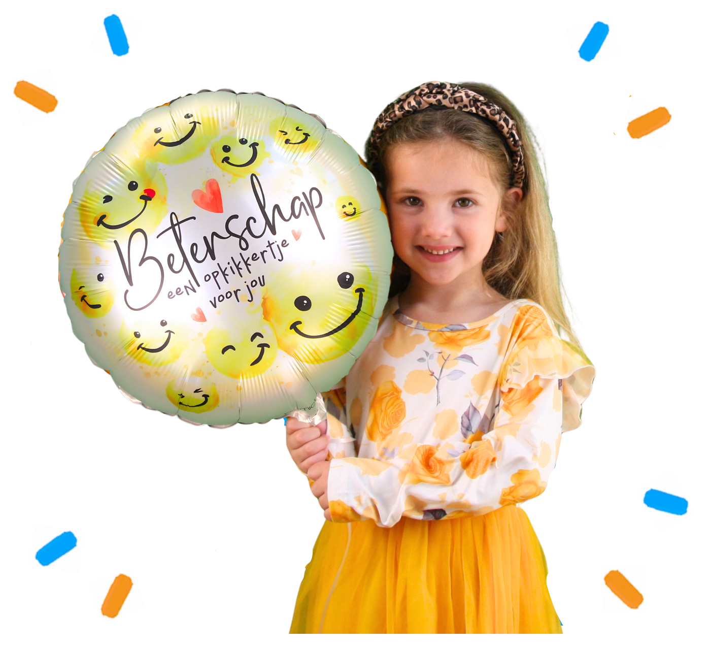 Beterschap Smiley Opkikker Helium Ballon - Gevuld Met Helium - 43 cm