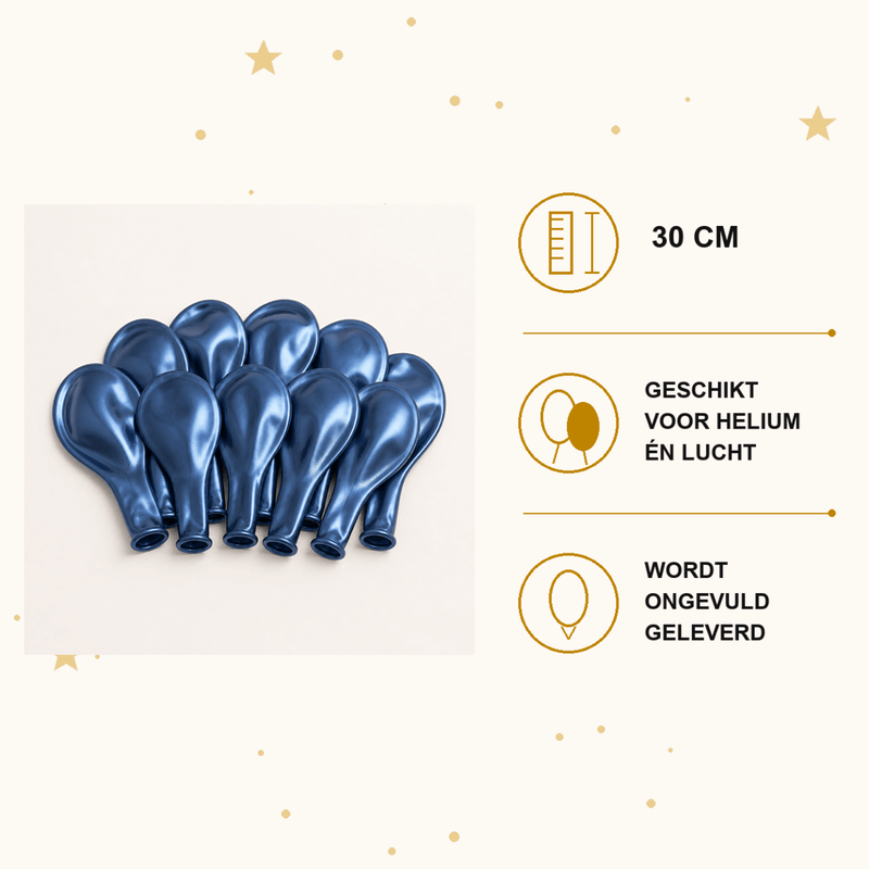 Blauwe Ballonnen Chroom 10 Stuks 30 cm - Ballonnenshop.nl
