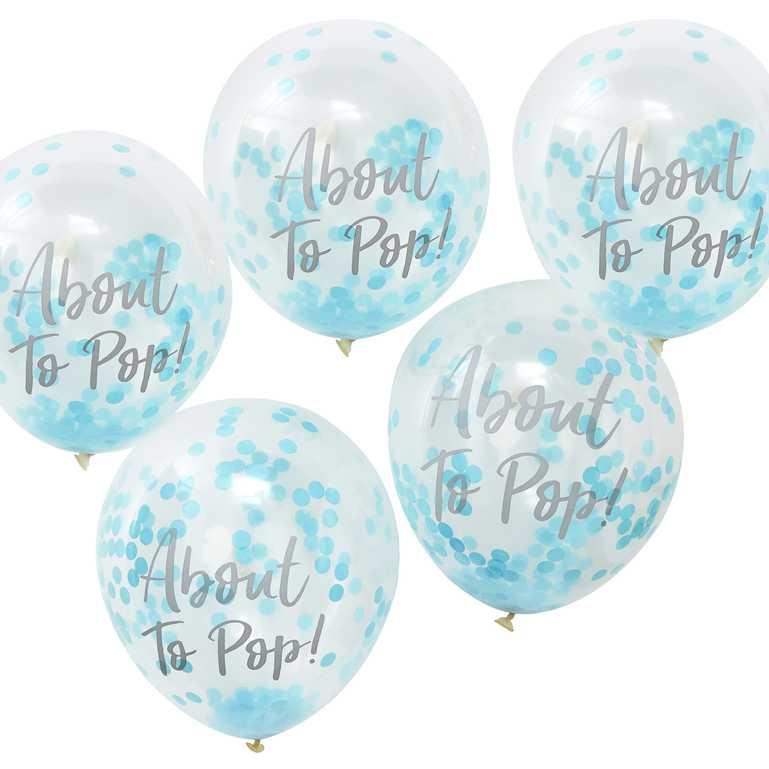 Blauwe Confetti Ballonnen - About To Pop - 5 stuks - 30 cm - Ballonnenshop.nl