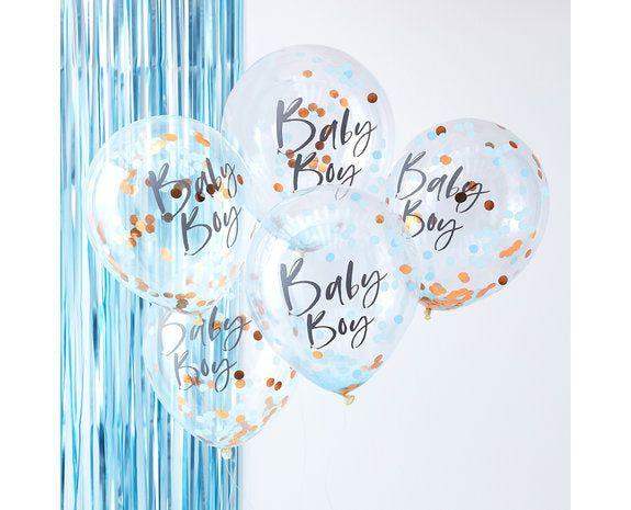 Blauwe Confetti Ballonnen Baby Boy - 5 stuks - 30 cm - Ballonnenshop.nl