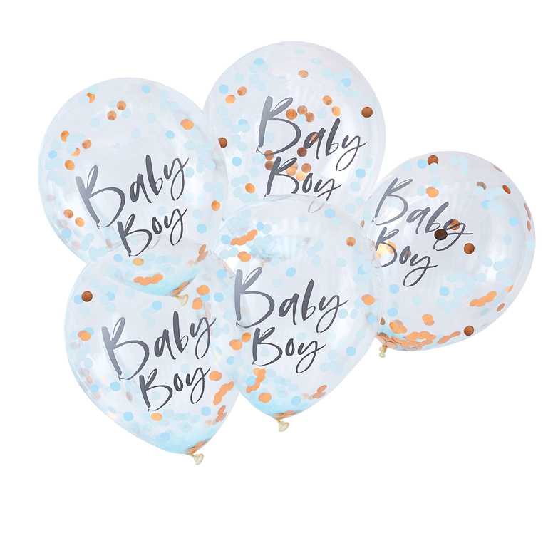 Blauwe Confetti Ballonnen Baby Boy - 5 stuks - 30 cm - Ballonnenshop.nl