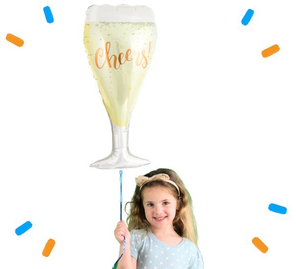Champagneglas Helium Ballon - Gevuld Met Helium - 86 cm - Ballonnenshop.nl