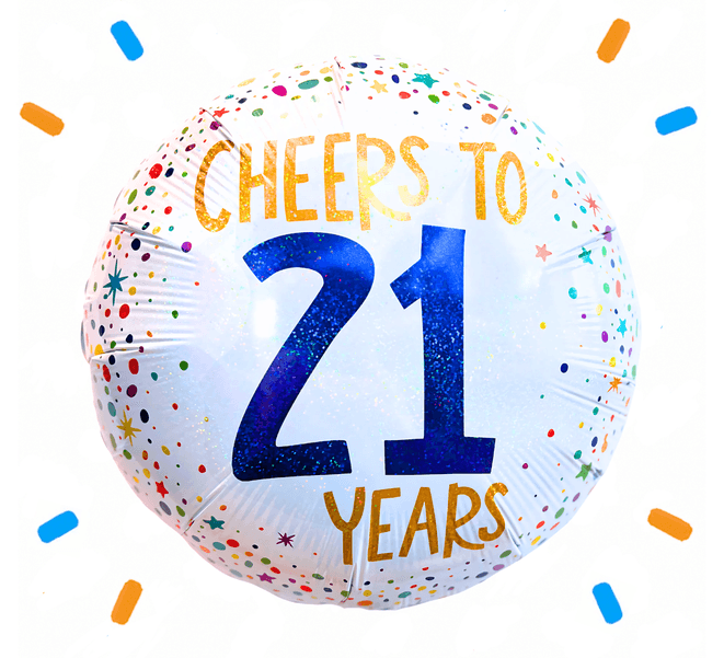 Cheers To 21 Years Helium Ballon - Gevuld Met Helium - 46 cm