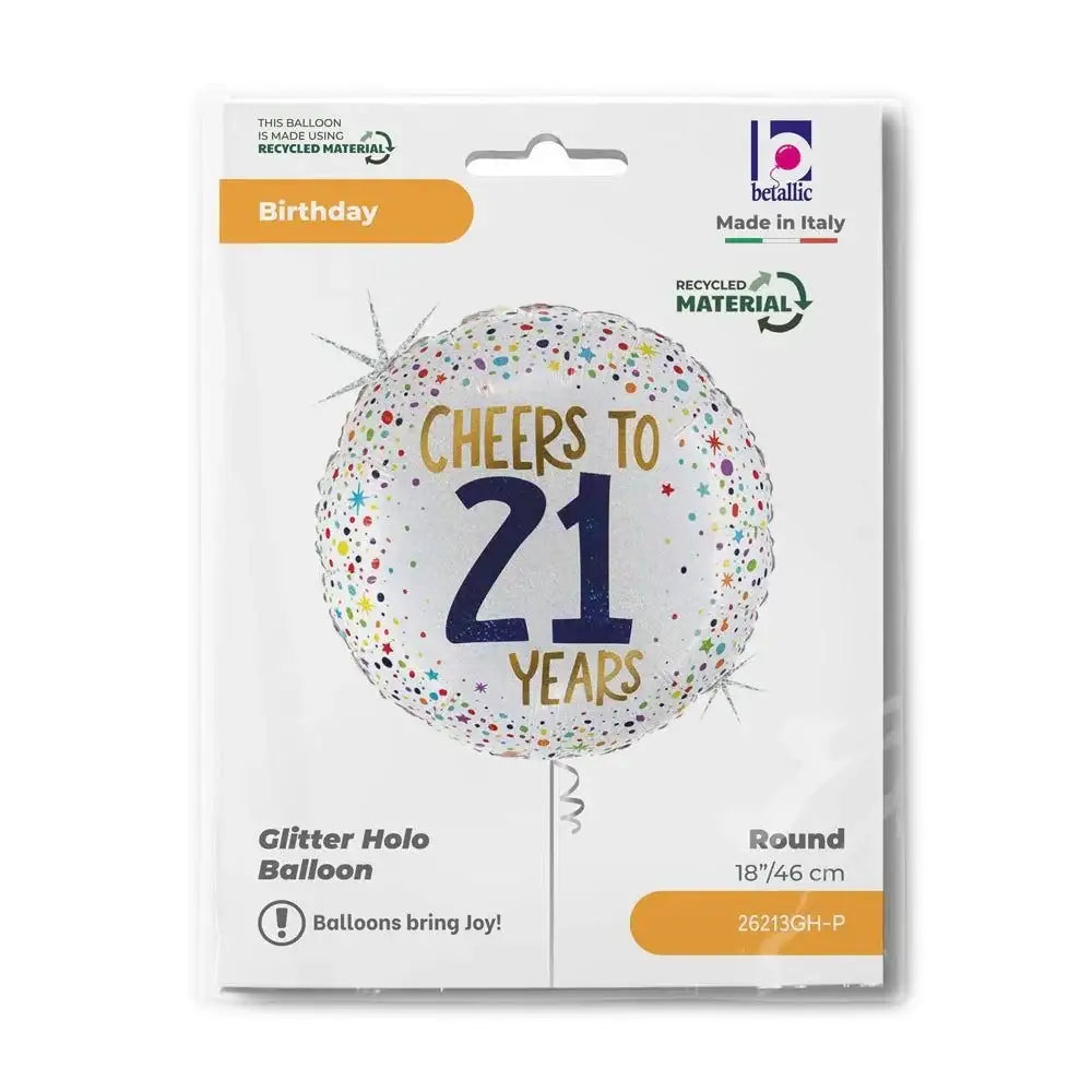 Cheers To 21 Years Folie Ballon - 46 cm - Ballonnenshop.nl
