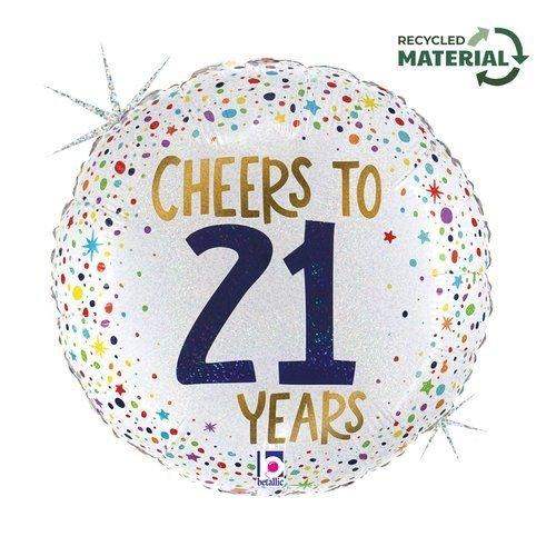 Cheers To 21 Years Folie Ballon - 46 cm - Ballonnenshop.nl