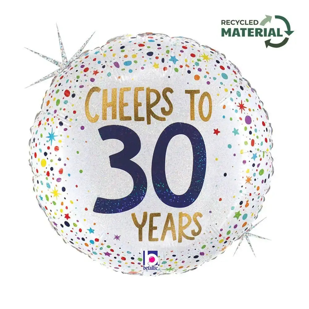 Cheers To 30 Years Folie Ballon - 46 cm - Ballonnenshop.nl
