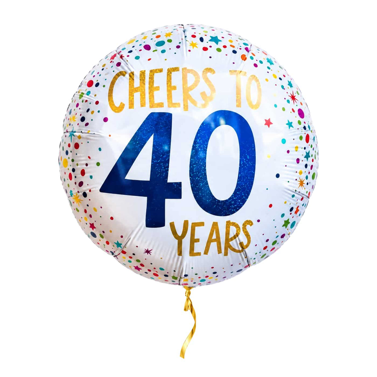 Cheers To 40 Years Helium Ballon – met helium gevuld, met gouden lint