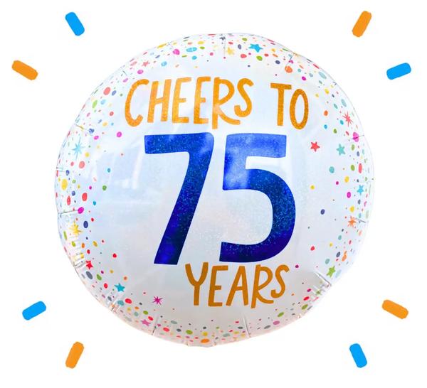 Cheers To 75 Years Helium Ballon - Gevuld Met Helium - 46 cm - Ballonnenshop.nl