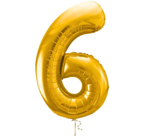 Cijfer 6 Helium Ballon Goud - Gevuld Met Helium - 66 cm - Ballonnenshop.nl