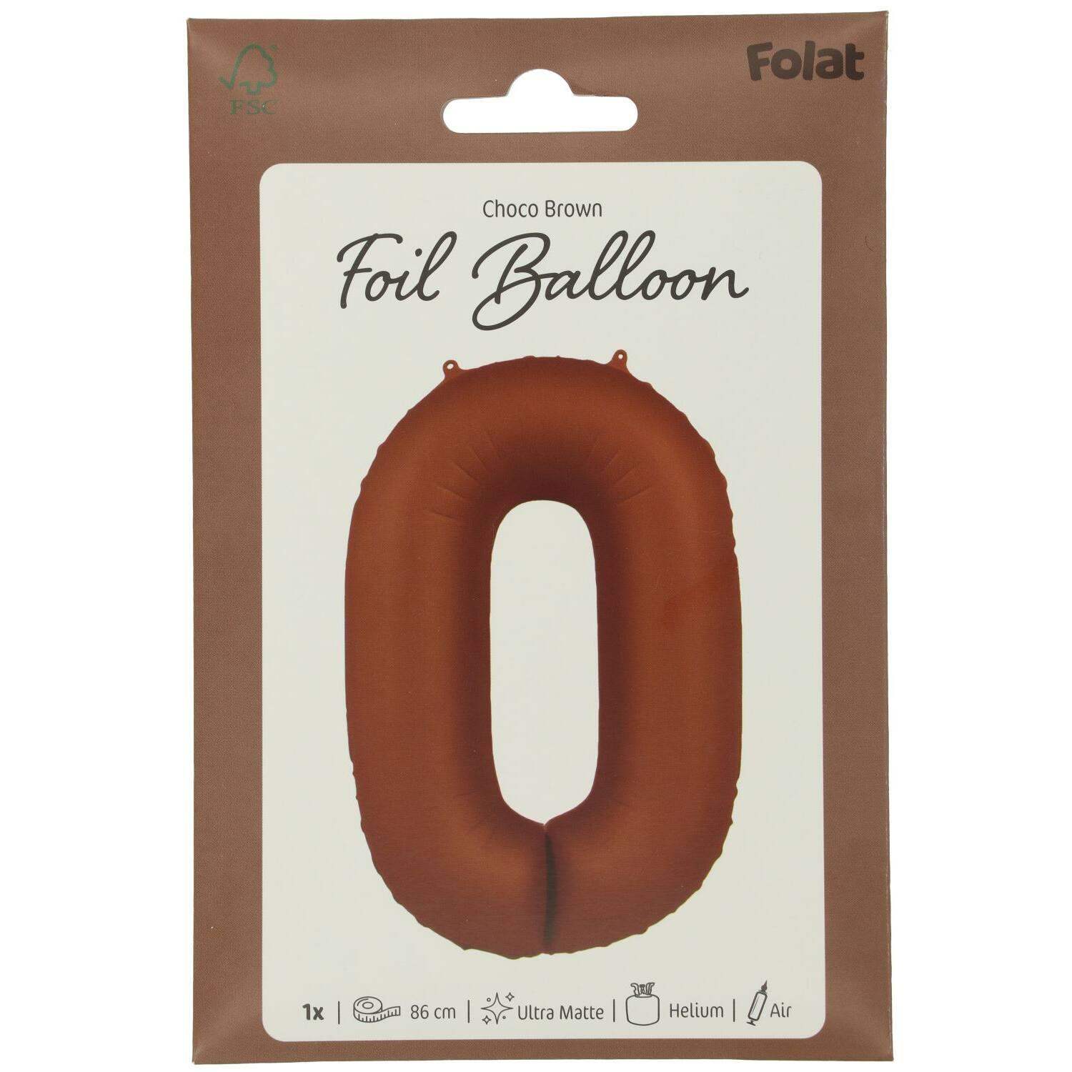 Cijfer Ballon 0 - Bruin - 86 cm - Ballonnenshop.nl