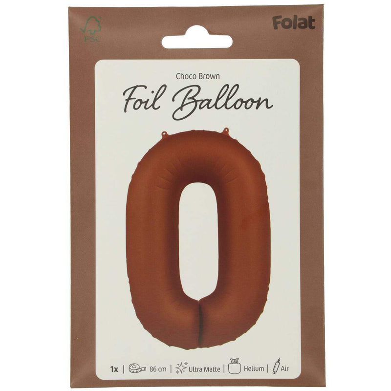 Cijfer Ballon 0 - Bruin - 86 cm - Ballonnenshop.nl