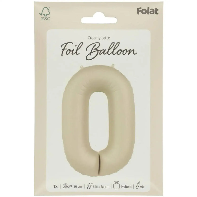 Cijfer Ballon 0 - Creamy Latte - Matt - 86 cm - Ballonnenshop.nl