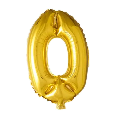 Cijfer Ballon 0 Goud 102 cm - Ballonnenshop.nl