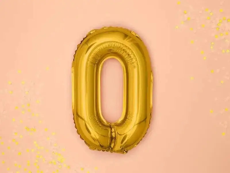 Cijfer Ballon 0 Goud 35 cm - Ballonnenshop.nl