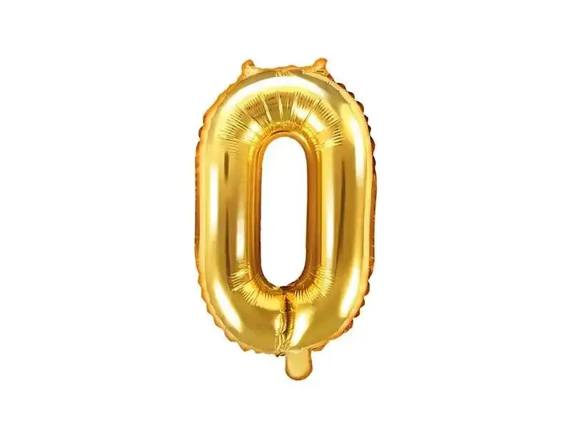 Cijfer Ballon 0 Goud 35 cm - Ballonnenshop.nl