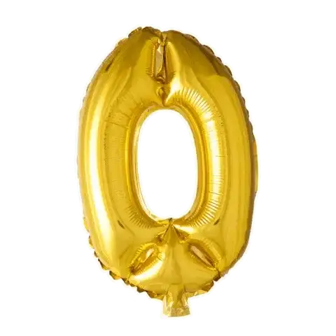 Cijfer Ballon 0 - Goud - 41 cm - Ballonnenshop.nl