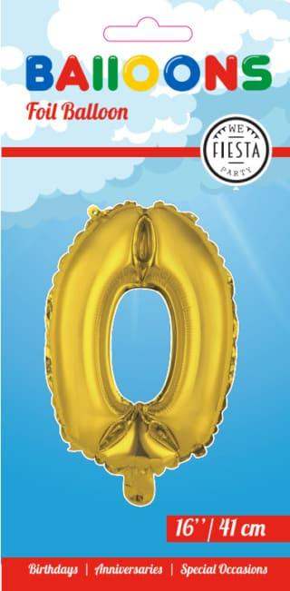 Cijfer Ballon 0 - Goud - 41 cm - Ballonnenshop.nl