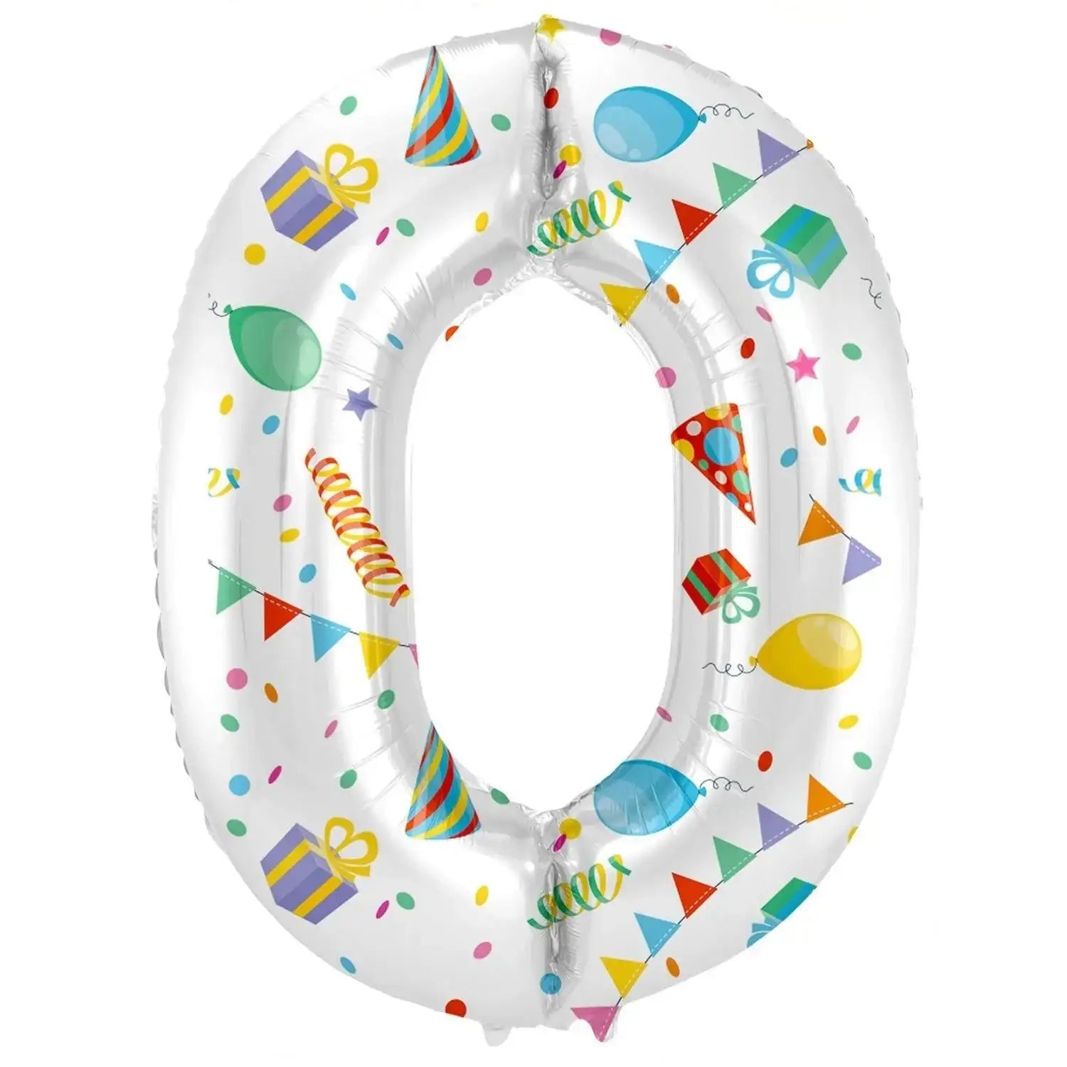 Cijfer Ballon 0 - Joyful Party - 86 cm - Ballonnenshop.nl