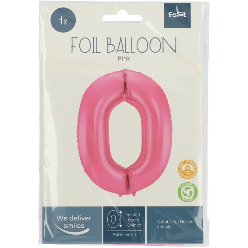Cijfer Ballon 0 - Mat Roze - 86 cm - Ballonnenshop.nl