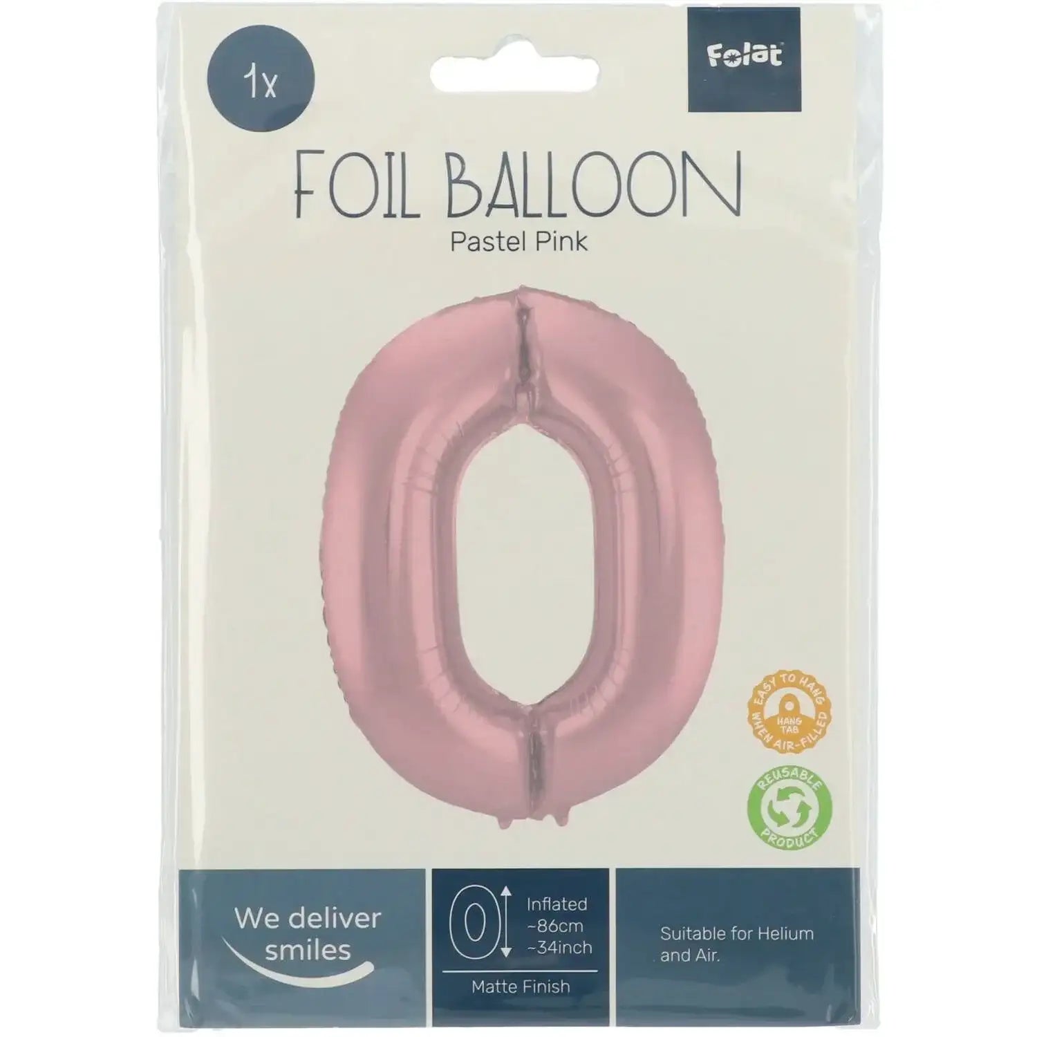 Cijfer Ballon 0 - Pastel Roze - 86 cm - Ballonnenshop.nl