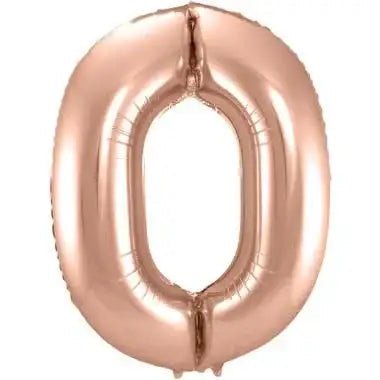 Cijfer Ballon 0 Rose Goud - 86 cm - Ballonnenshop.nl