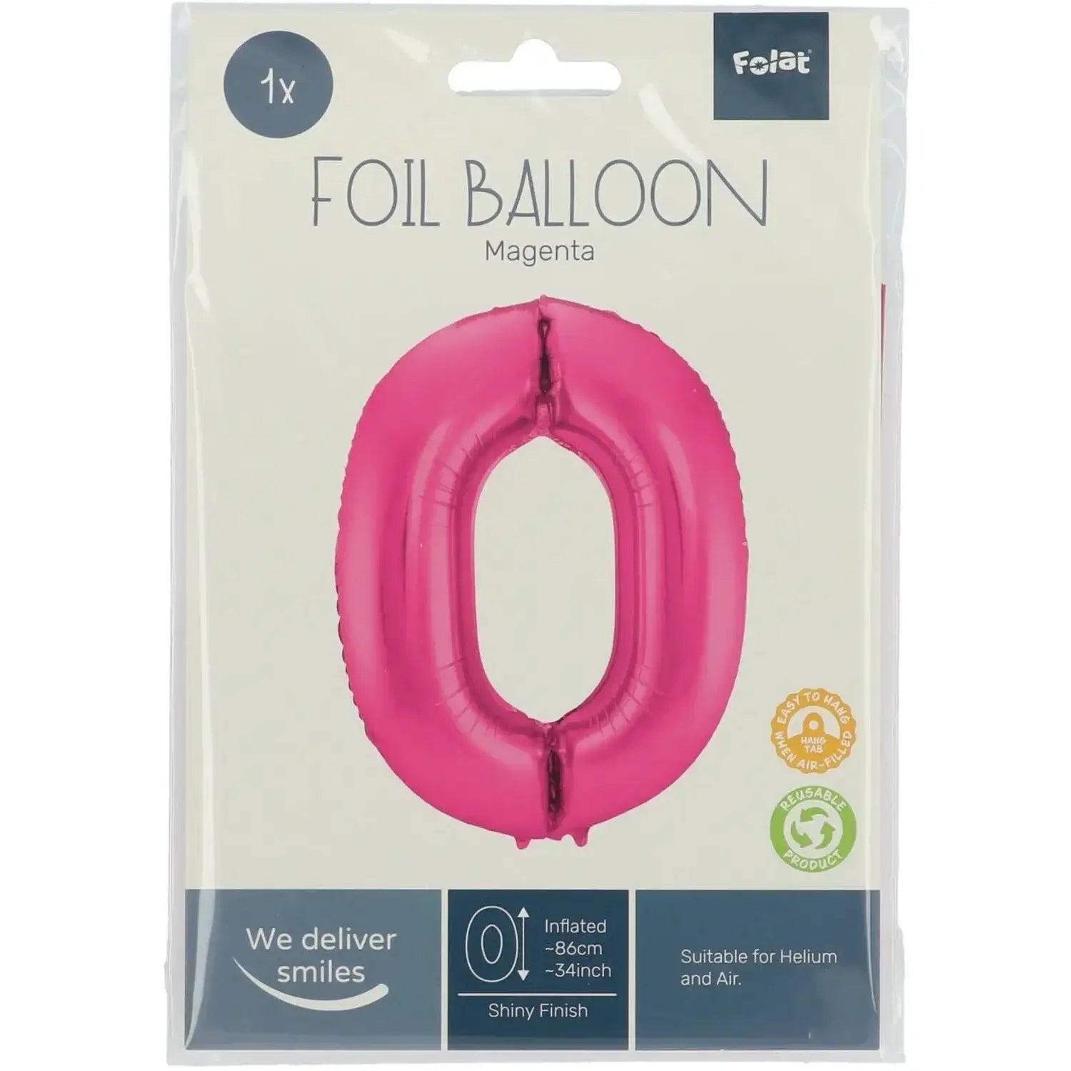 Cijfer Ballon 0 - Roze - 86 cm - Ballonnenshop.nl