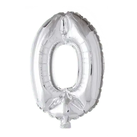 Cijfer Ballon 0 - Zilver - 41 cm - Ballonnenshop.nl