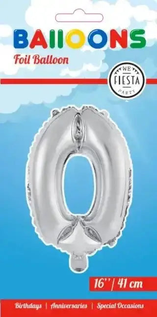 Cijfer Ballon 0 - Zilver - 41 cm - Ballonnenshop.nl