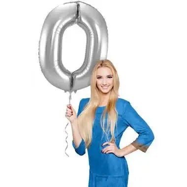 Cijfer Ballon 0 - Zilver - 86 cm - Ballonnenshop.nl