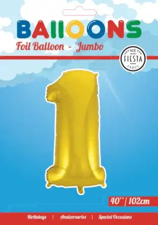 Cijfer Ballon 1 Goud 102 cm - Ballonnenshop.nl