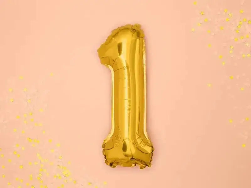 Cijfer Ballon 1 Goud 35 cm - Ballonnenshop.nl