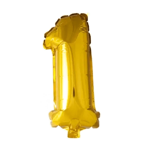 Cijfer Ballon 1 Goud - 41 cm - Ballonnenshop.nl