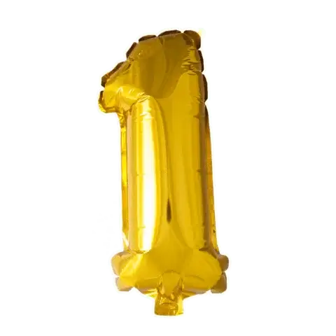 Cijfer Ballon 1 - Goud - 41 cm - Ballonnenshop.nl